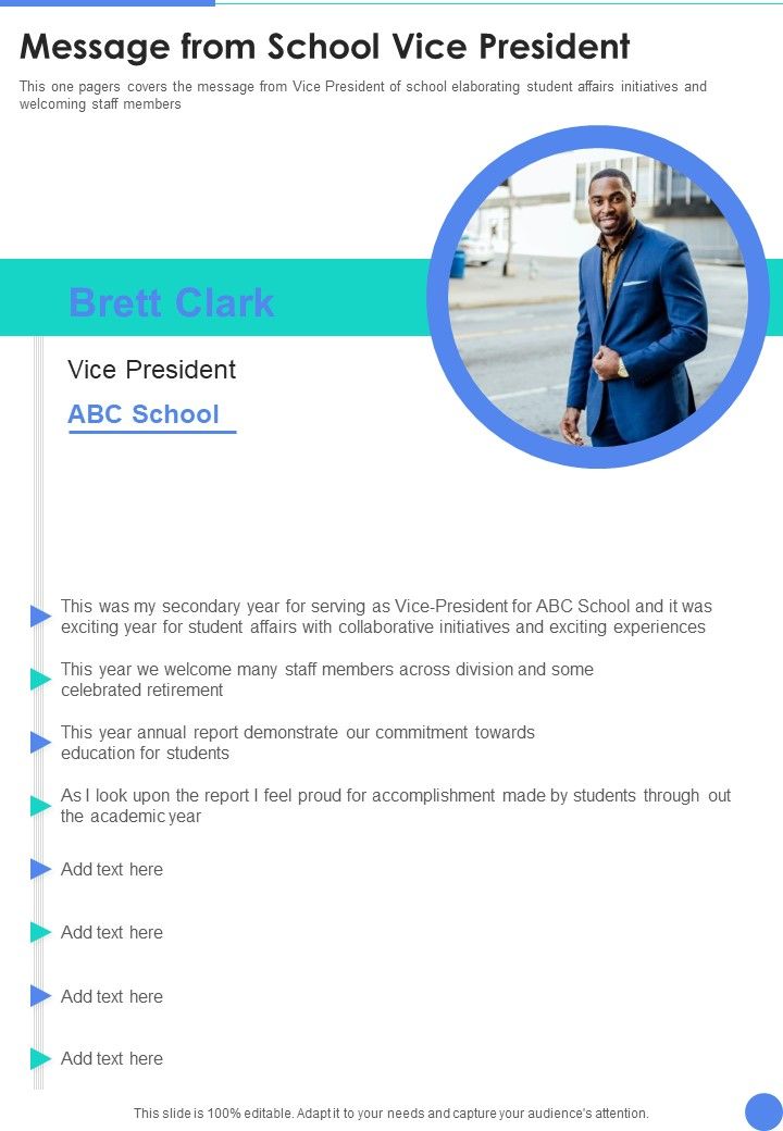 Message From School Vice President One Pager Documents Slide01