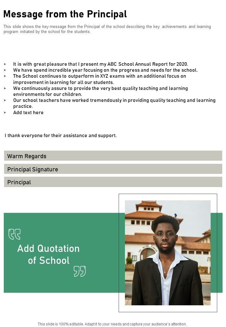 Message From The Principal One Pager Documents Slide01