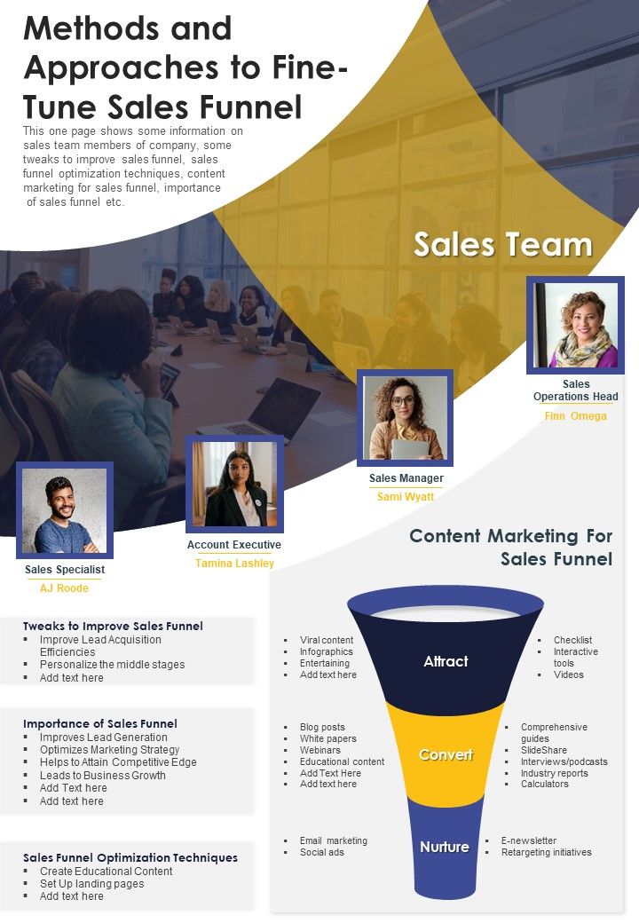 Methods And Approaches To Fine Tune Sales Funnel PDF Document PPT Template Slide01