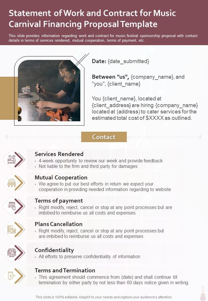 Music Carnival Financing Proposal Template Example Document Report Doc Pdf Ppt