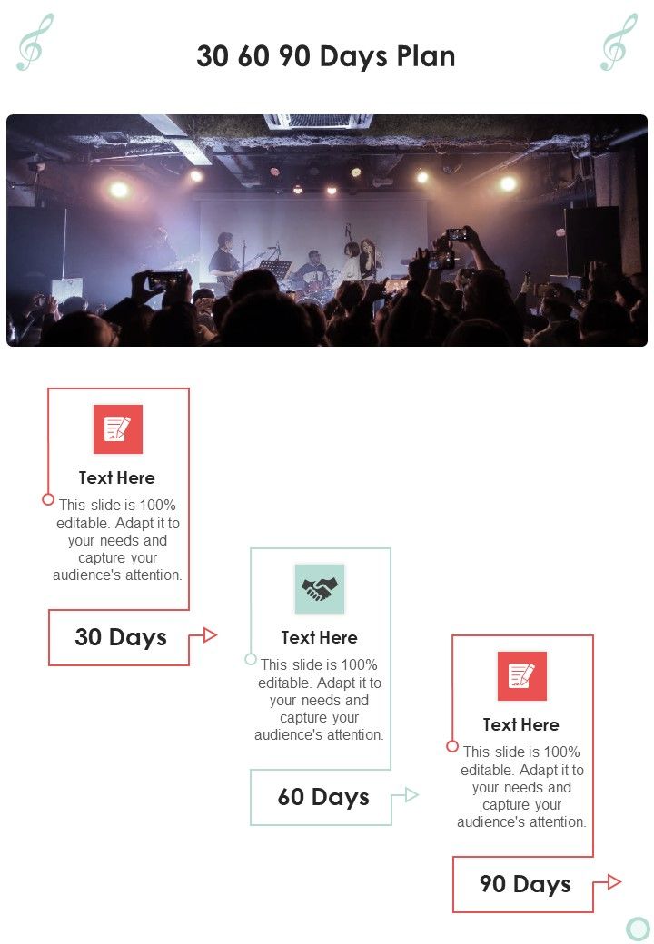 Musicians Function Proposal 30 60 90 Days Plan One Pager Sample Example Document Slide01