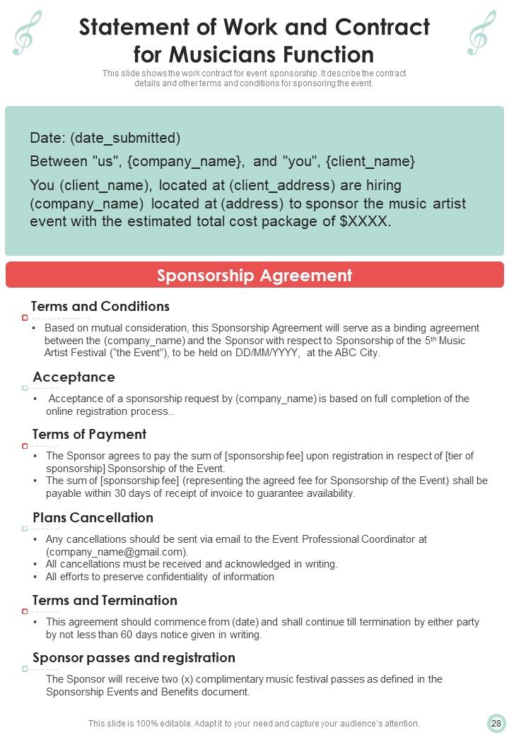 Musicians Function Proposal Example Document Report Doc Pdf Ppt
