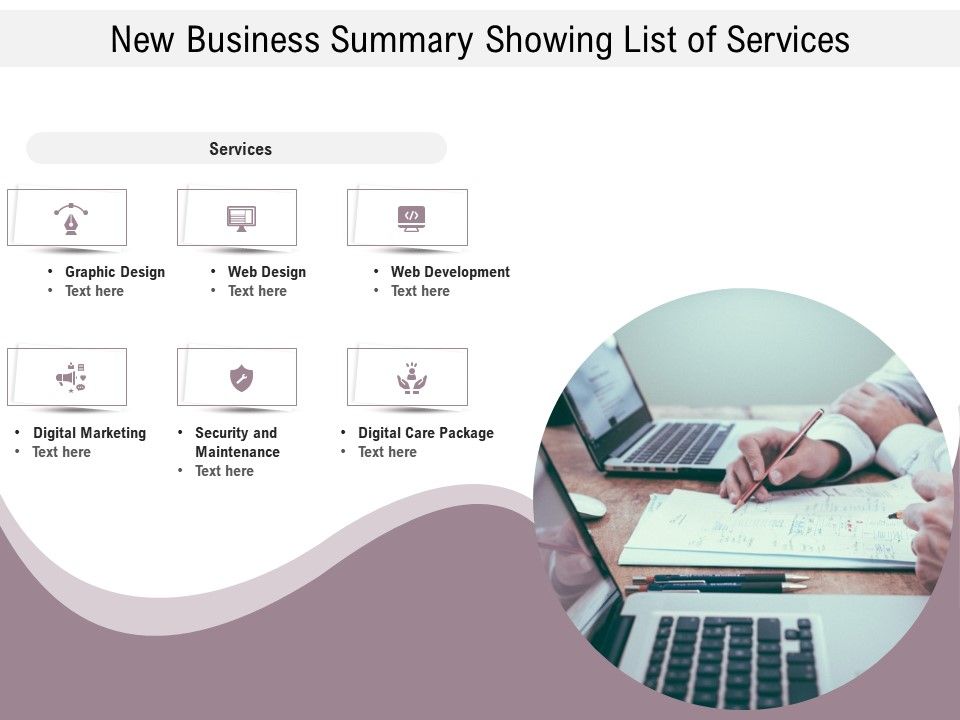 New_Business_Summary_Showing_List_Of_Services_Ppt_PowerPoint_Presentation_File_Graphic_Images_PDF_Slide_1.jpg