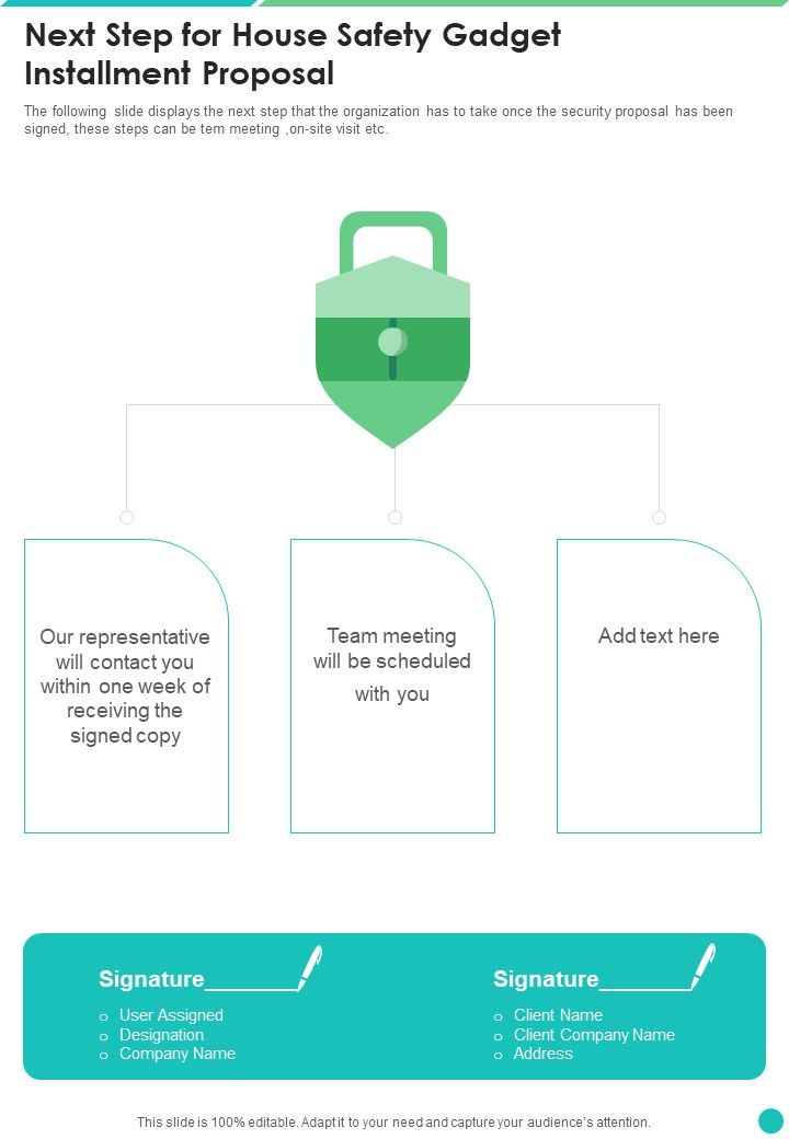 Next Step For House Safety Gadget Installment Proposal One Pager Sample Example Document Slide01