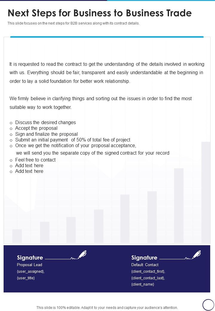 Next Steps For Business To Business Trade One Pager Sample Example Document