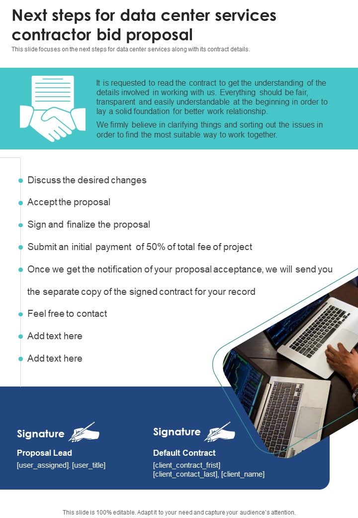 Next_Steps_For_Data_Center_Services_Contractor_Bid_Proposal_One_Pager_Sample_Example_Document_Slide_1.jpg