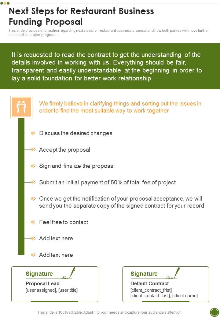Next_Steps_For_Restaurant_Business_Funding_Proposal_One_Pager_Sample_Example_Document_Slide_1.jpg