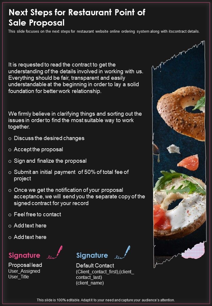 Next Steps For Restaurant Point Of Sale Proposal One Pager Sample Example Document Slide01