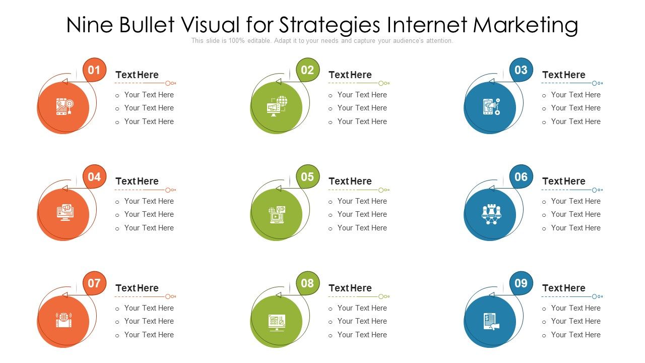 Nine_Bullet_Visual_For_Strategies_Internet_Marketing_Ppt_PowerPoint_Presentation_File_Designs_PDF_Slide_1.jpg