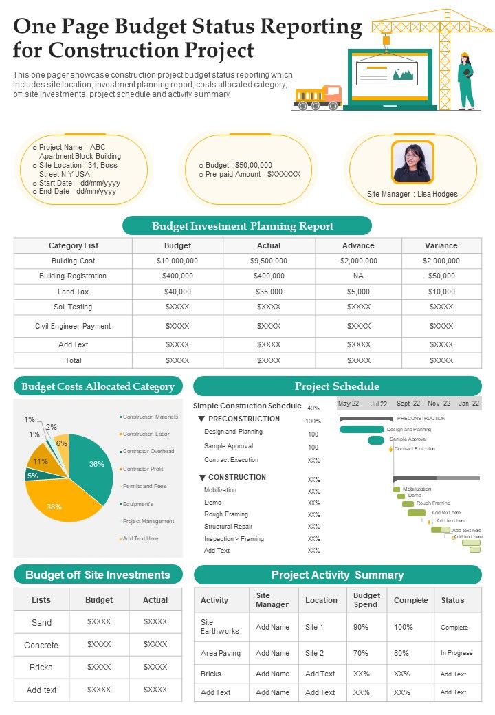 One_Page_Budget_Status_Reporting_For_Construction_Project_PDF_Document_PPT_Template_Slide_1.jpg