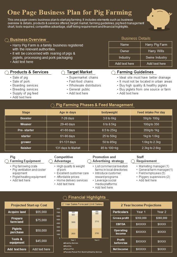 One Page Business Plan For Pig Farming PDF Document PPT Template Slide01