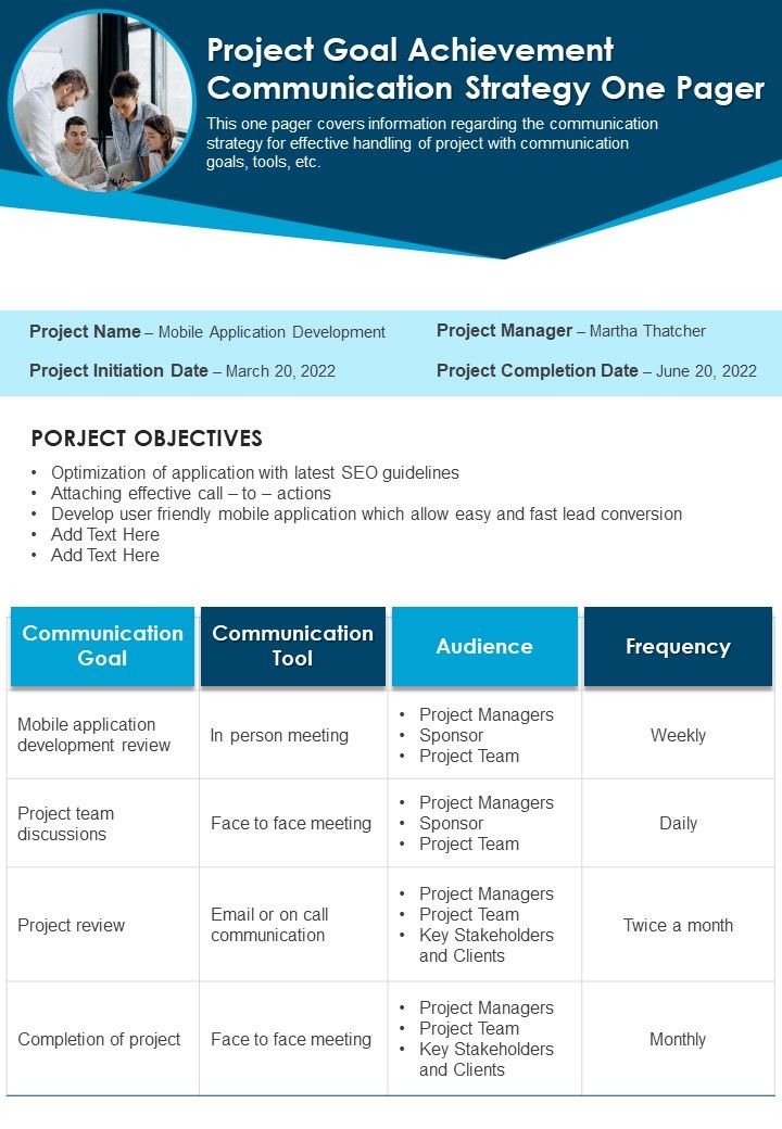 One Page Communication Strategy For Effective Management Of Project PDF Document PPT Template Slide01