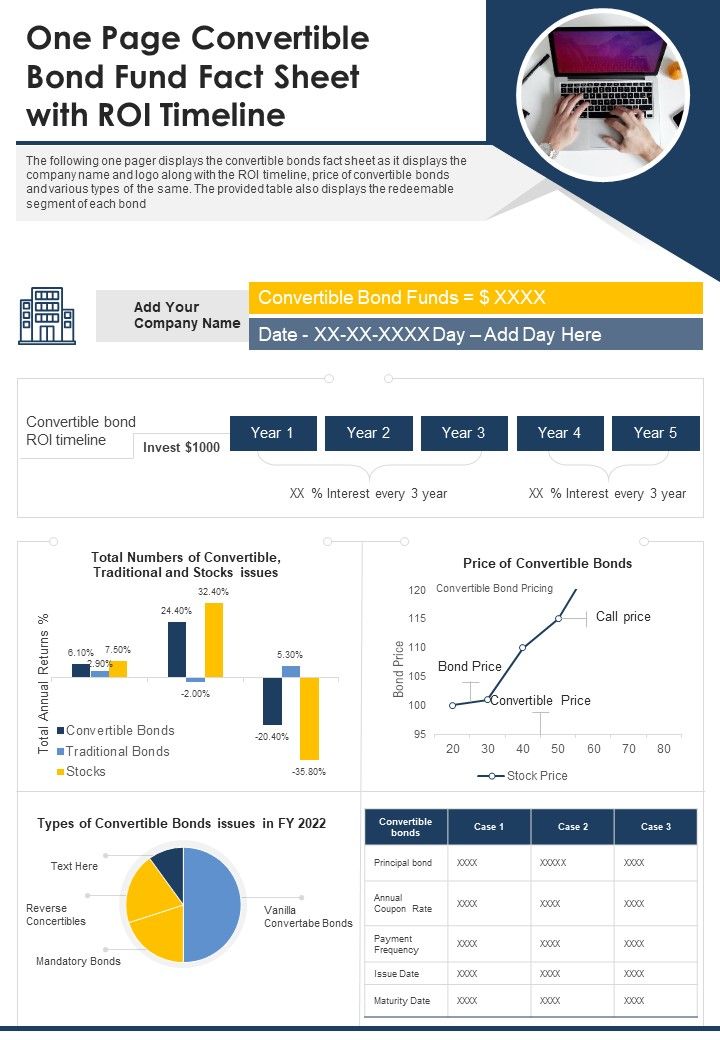 One_Page_Convertible_Bond_Fund_Fact_Sheet_With_ROI_Timeline_PDF_Document_PPT_Template_Slide_1.jpg