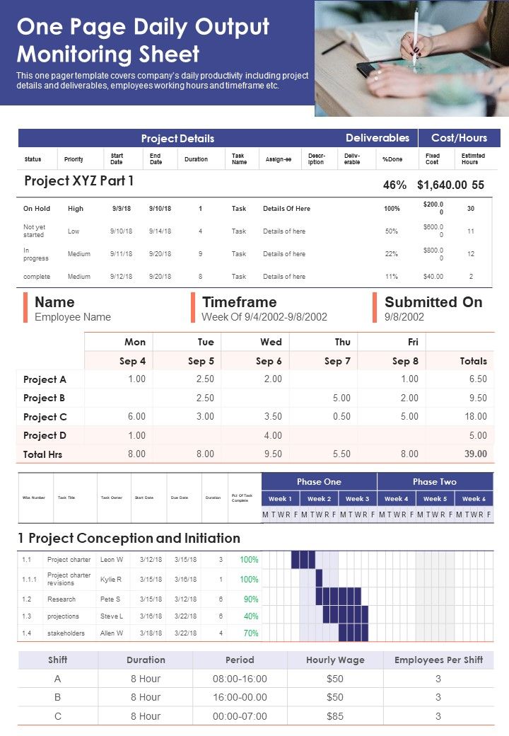 One Page Daily Output Monitoring Sheet PDF Document PPT Template Slide01