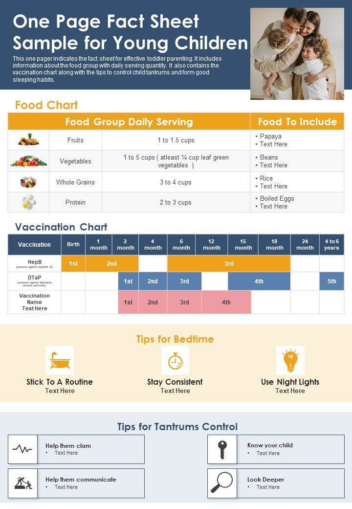One Page Fact Sheet Sample For Young Children PDF Document PPT Template Slide01