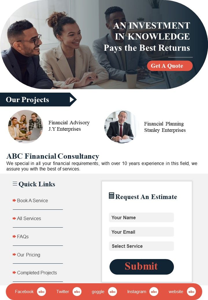 One Page Financial Advisory Newsletter PDF Document PPT Template