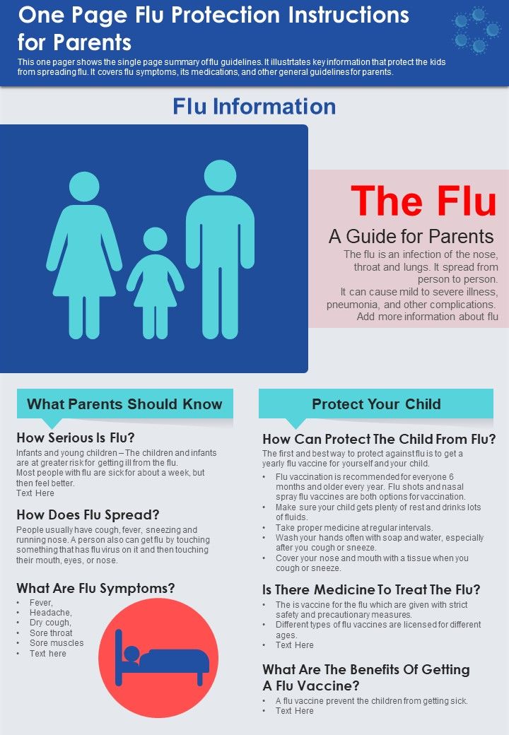 One Page Flu Protection Instructions For Parents PDF Document PPT Template Slide01
