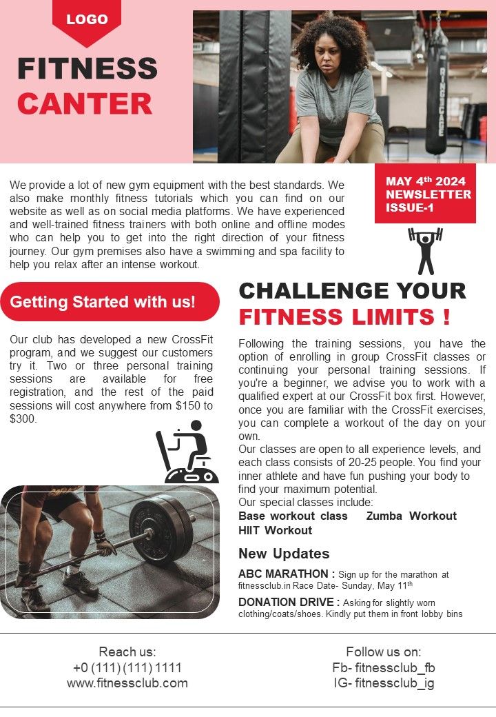 One_Page_Monthly_Newsletter_For_Fitness_Center_PDF_Document_PPT_Template_Slide_1.jpg