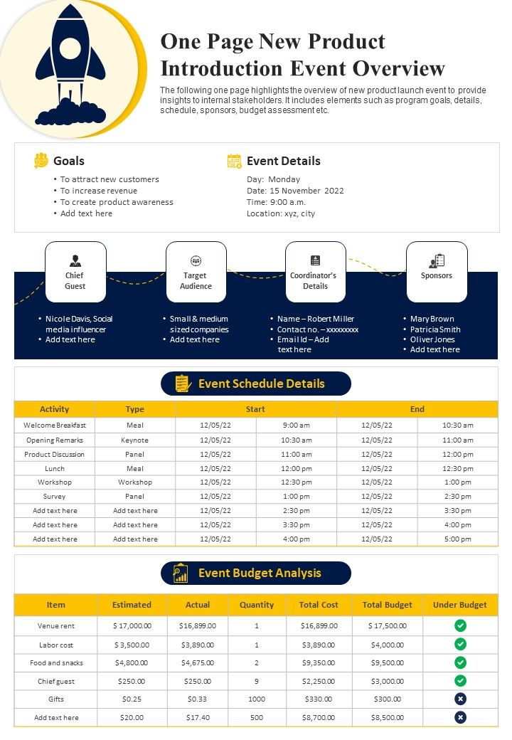 One Page New Product Introduction Event Overview PDF Document PPT Template Slide01