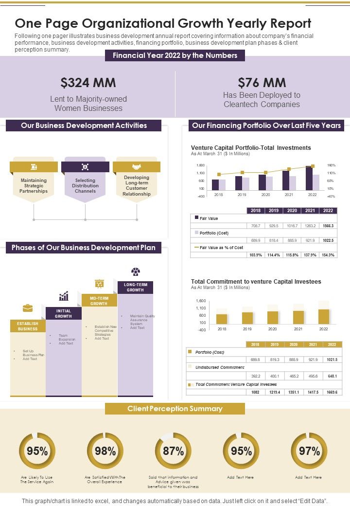 One Page Organizational Growth Yearly Report One Pager Documents Slide01