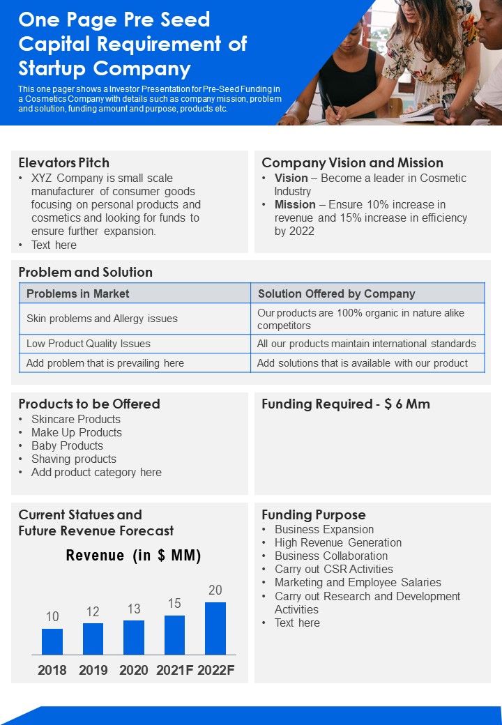 One_Page_Pre_Seed_Capital_Requirement_Of_Startup_Company_PDF_Document_PPT_Template_Slide_1.jpg