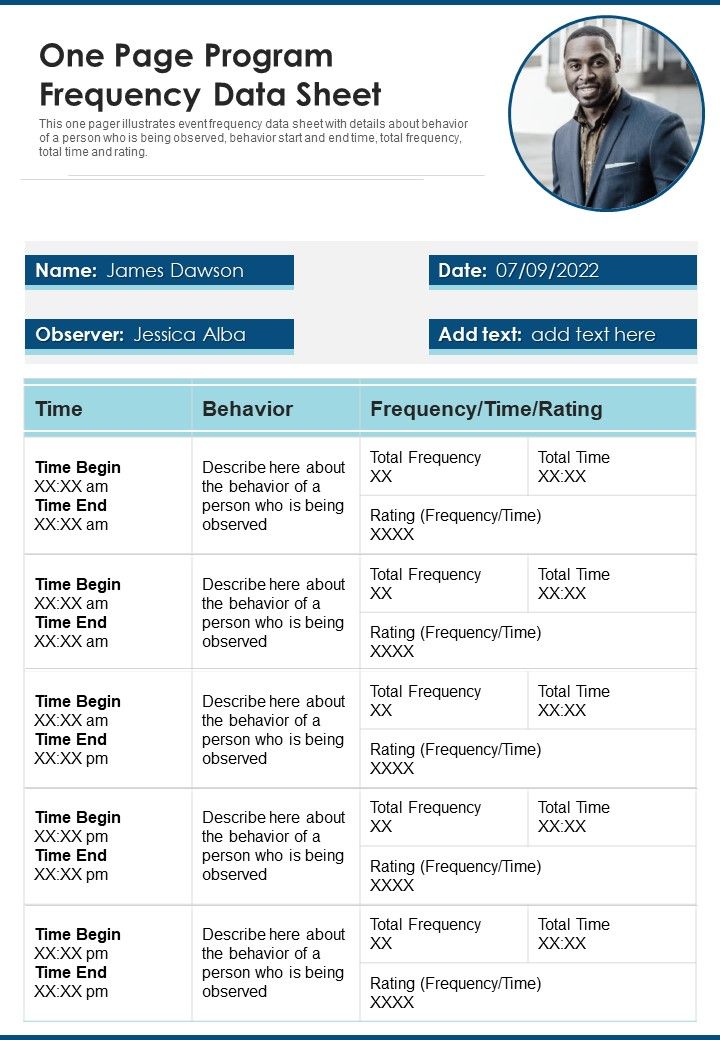 One Page Program Frequency Data Sheet PDF Document PPT Template Slide01