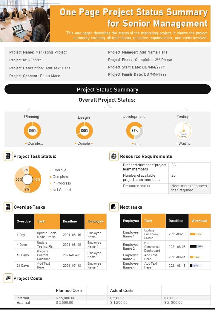 One_Page_Project_Status_Summary_For_Senior_Management_PDF_Document_PPT_Template_Slide_1.jpg