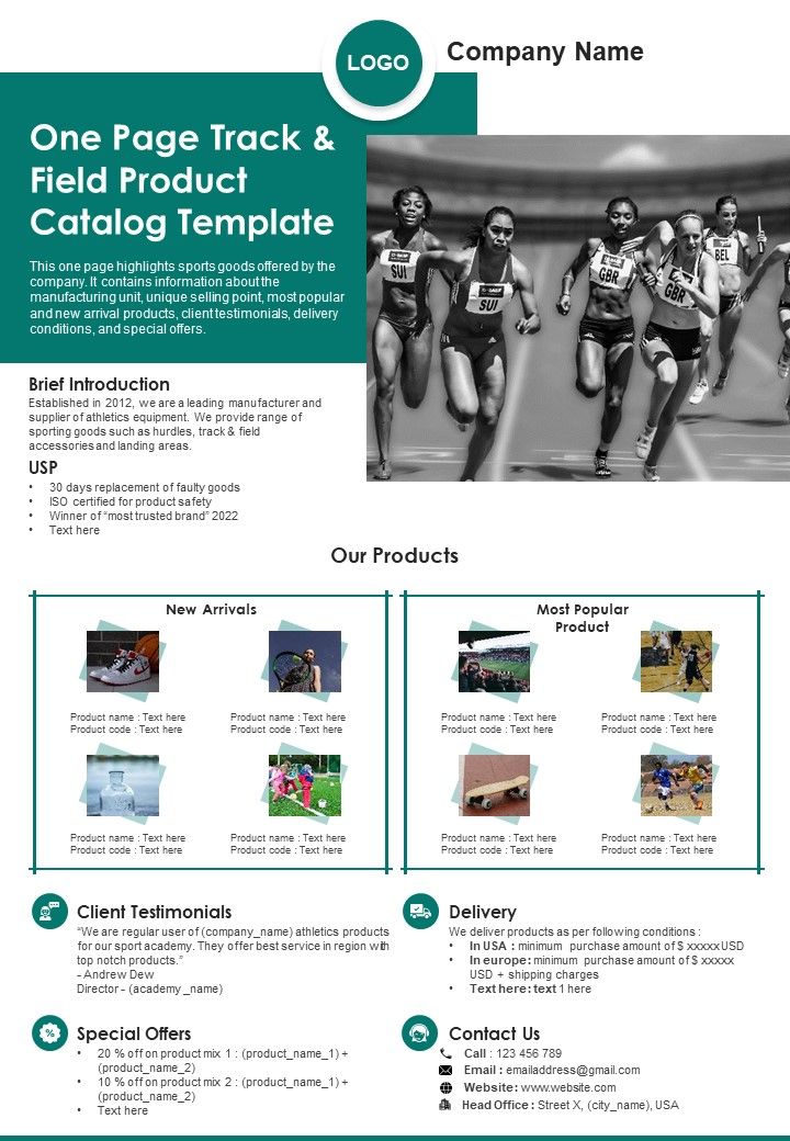 One_Page_Track_And_Field_Product_Catalog_Template_PDF_Document_PPT_Template_Slide_1.jpg
