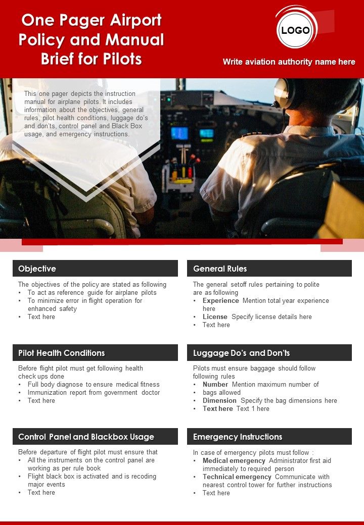 One_Pager_Airport_Policy_And_Manual_Brief_For_Pilots_PDF_Document_PPT_Template_Slide_1.jpg
