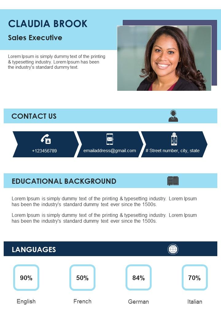One_Pager_CV_For_Professional_Sales_Executive_PDF_Document_PPT_Template_Slide_1.jpg