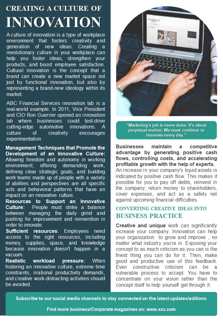 One Pager Digital Journal Newslette PDF Document PPT Template