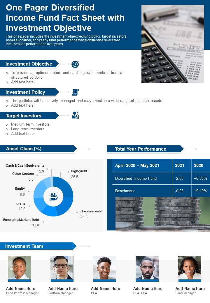 One_Pager_Diversified_Income_Fund_Fact_Sheet_With_Investment_Objective_PDF_Document_PPT_Template_Slide_1.jpg
