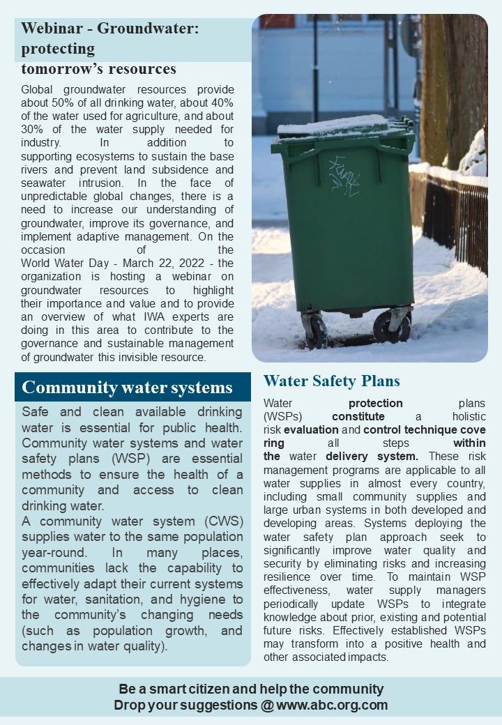 One Pager Neighborhood Newsletter For Recycling Water PDF Document PPT Template