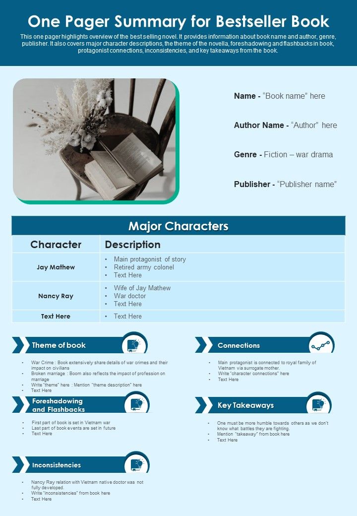 One Pager Summary For Bestseller Book PDF Document PPT Template Slide01
