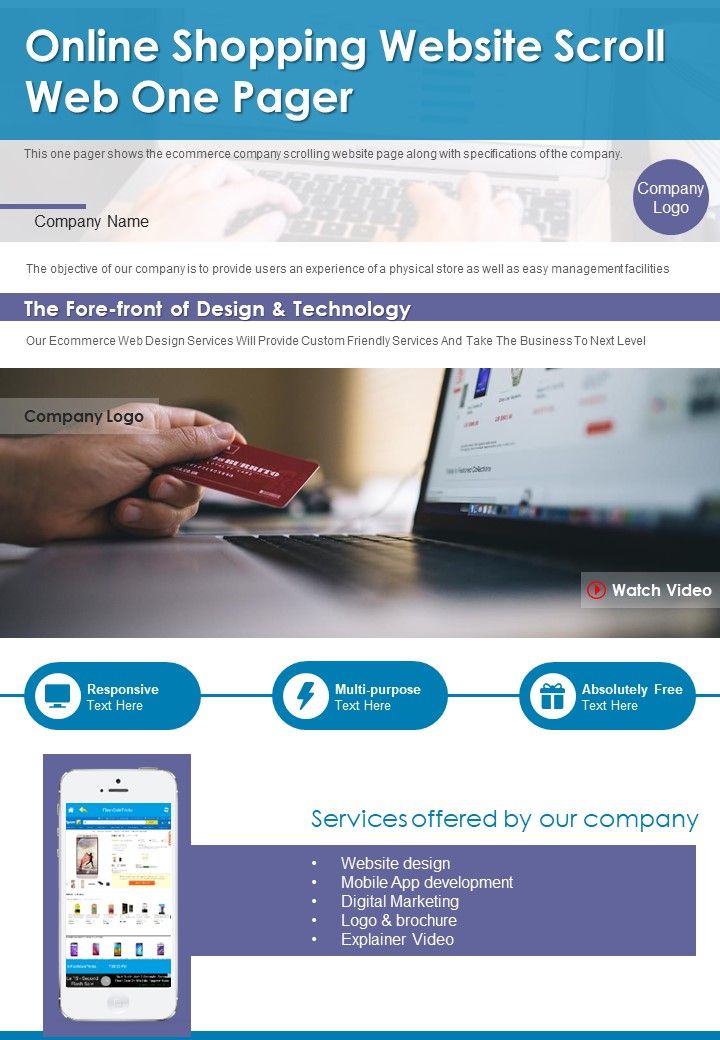 Online Shopping Website Scroll Web One Pager PDF Document PPT Template Slide01