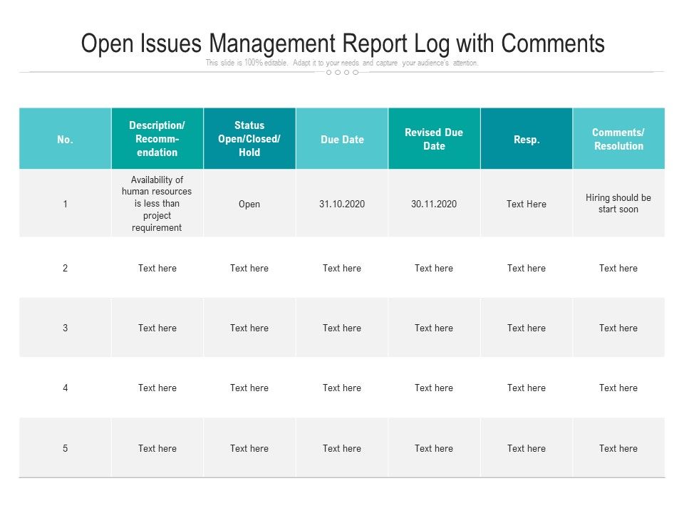 Open_Issues_Management_Report_Log_With_Comments_Ppt_PowerPoint_Presentation_Gallery_Ideas_PDF_Slide_1.jpg