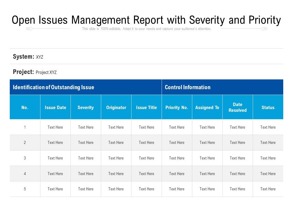 Open_Issues_Management_Report_With_Severity_And_Priority_Ppt_PowerPoint_Presentation_Gallery_Influencers_PDF_Slide_1.jpg
