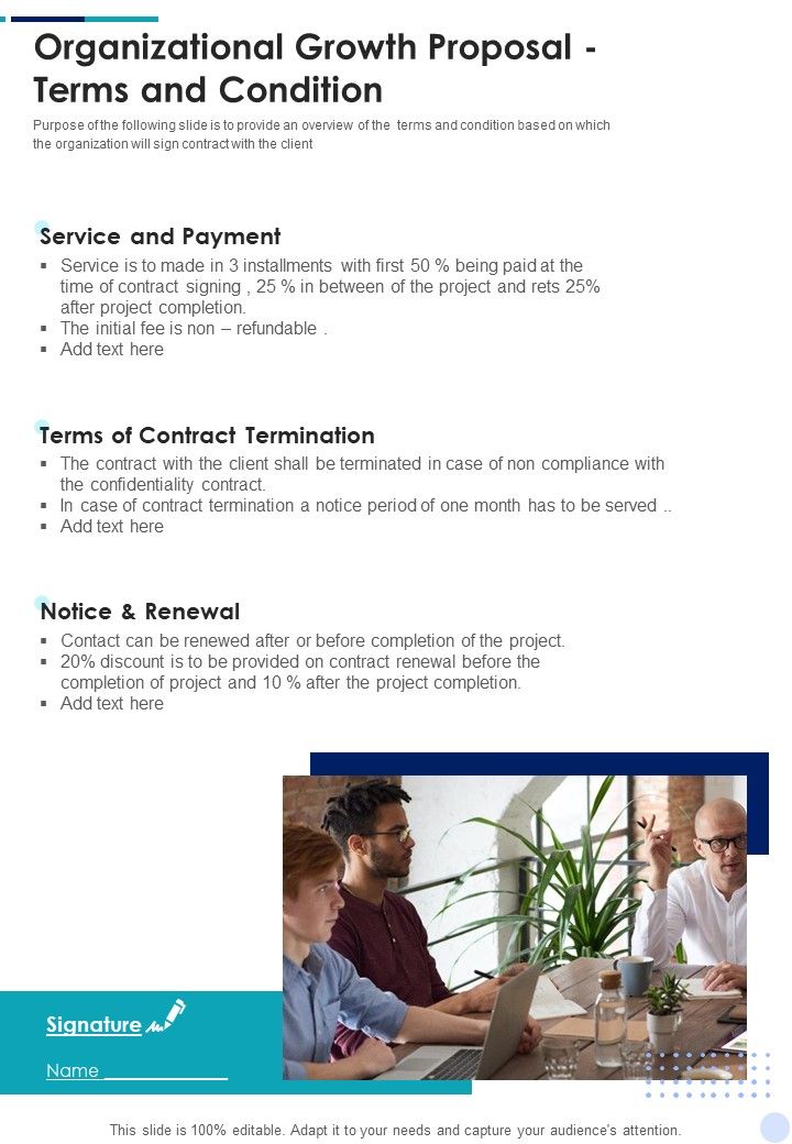 Organizational Growth Proposal Terms And Condition One Pager Sample Example Document Slide01