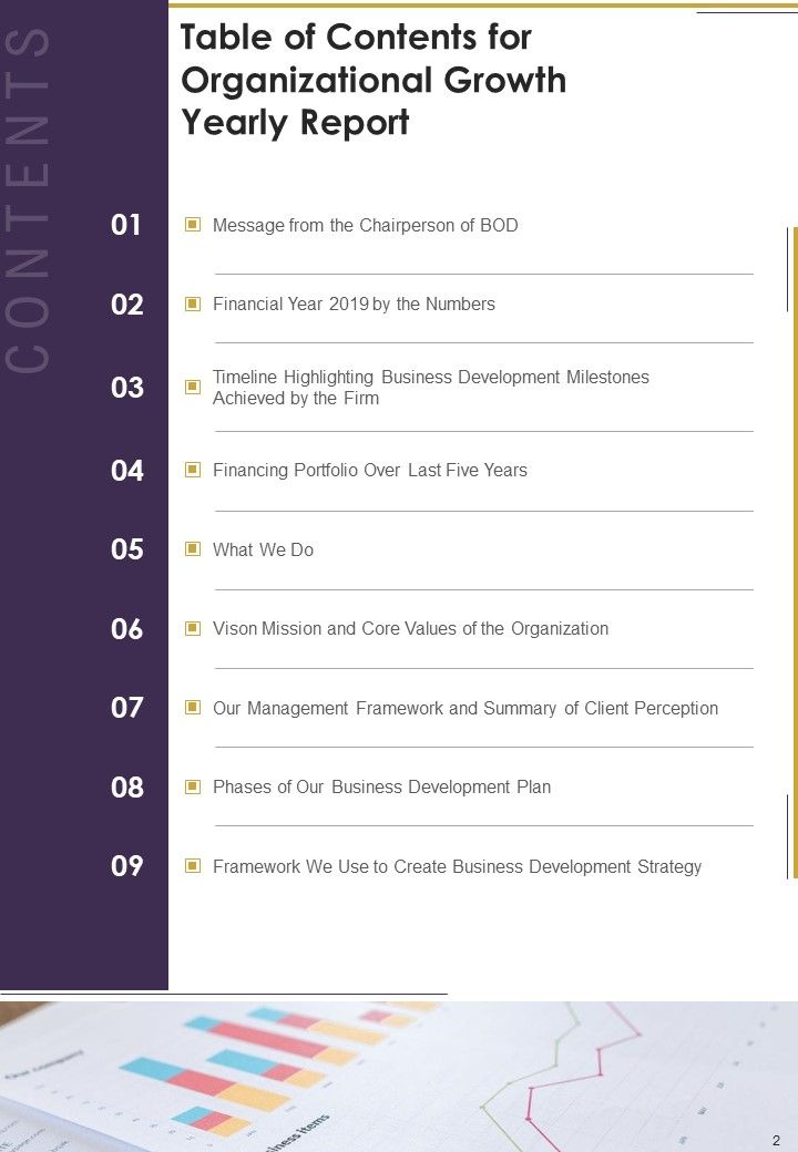 Organizational Growth Yearly Report One Pager Documents