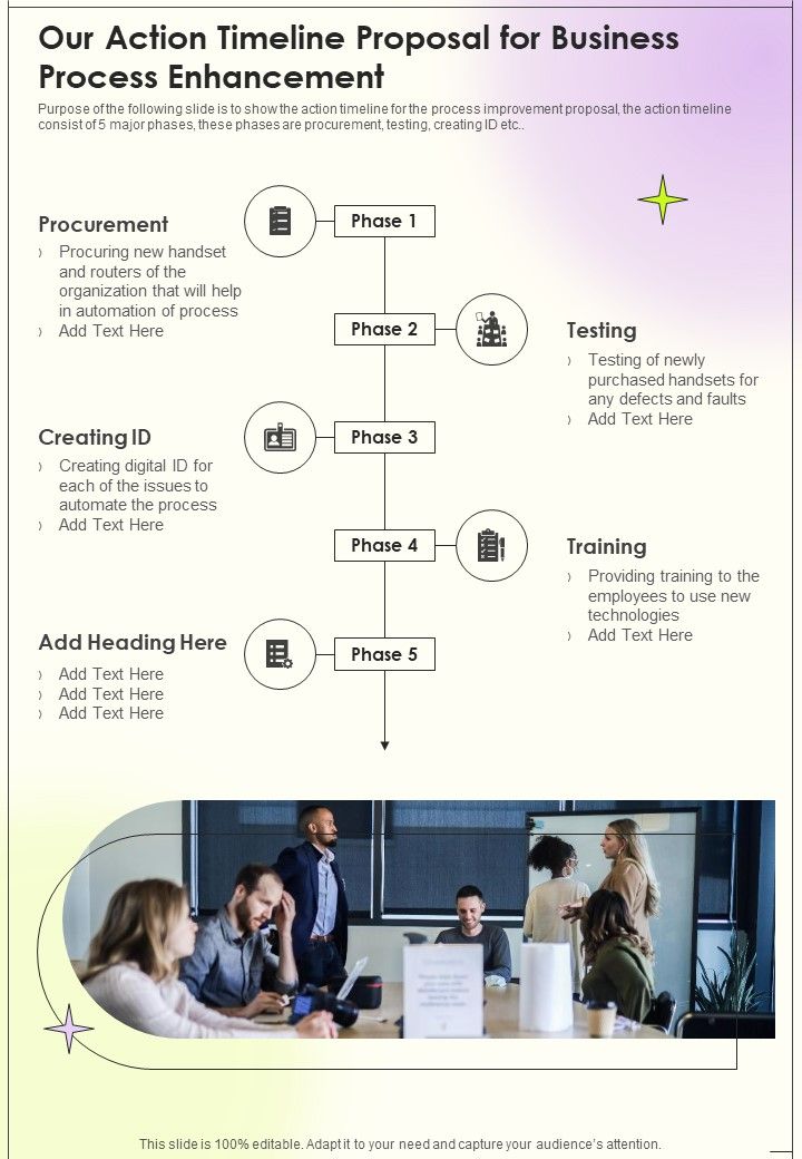 Our Action Timeline Proposal For Business Process Enhancement One Pager Sample Example Document Slide01