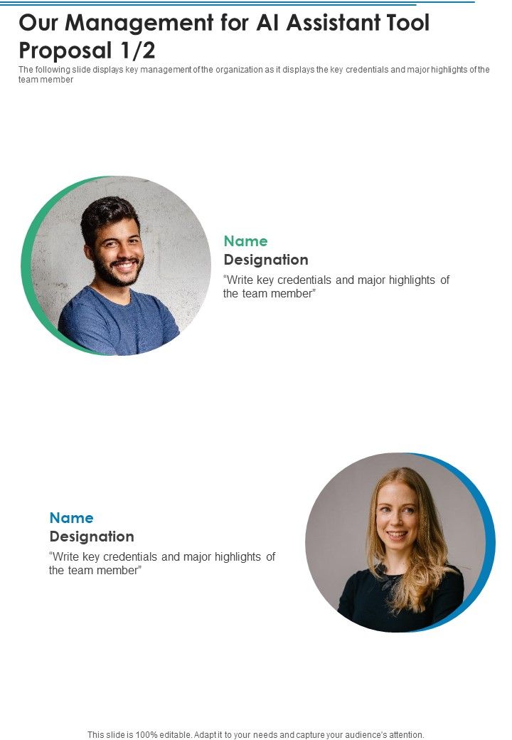 Our Management For AI Assistant Tool Proposal One Pager Sample Example Document Slide01
