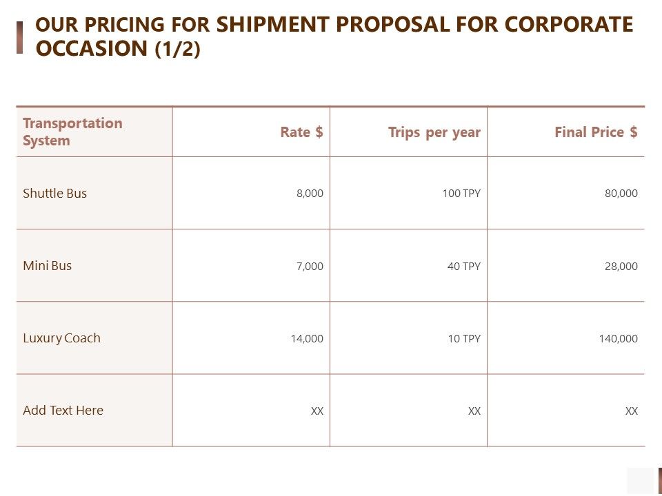 Our_Pricing_For_Shipment_Proposal_For_Corporate_Occasion_Bus_Themes_PDF_Slide_1.jpg
