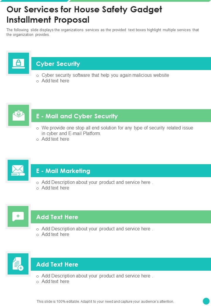 Our Services For House Safety Gadget Installment Proposal One Pager Sample Example Document Slide01