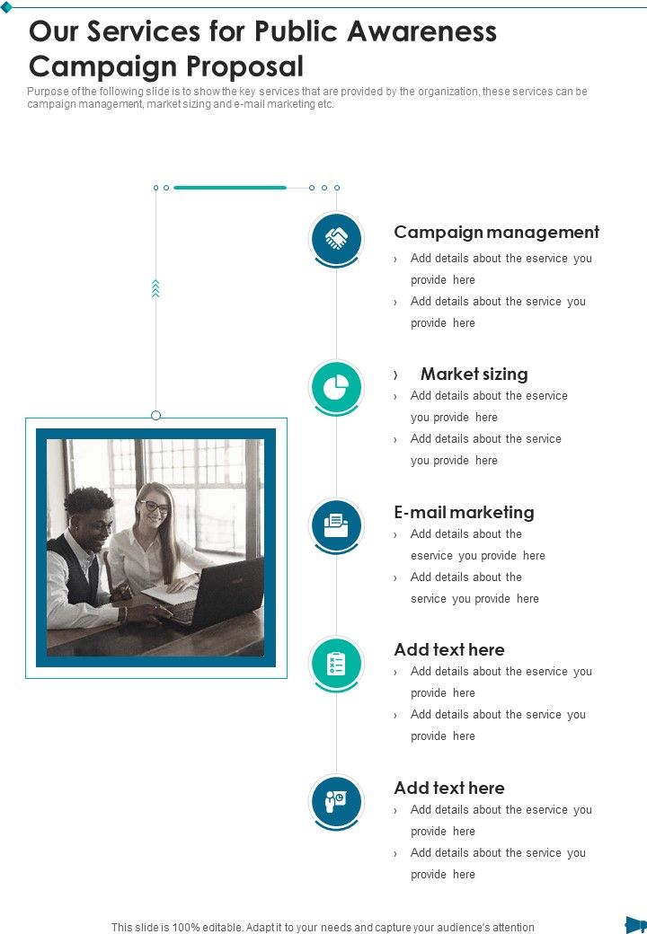 Our Services For Public Awareness Campaign Proposal One Pager Sample Example Document Slide01