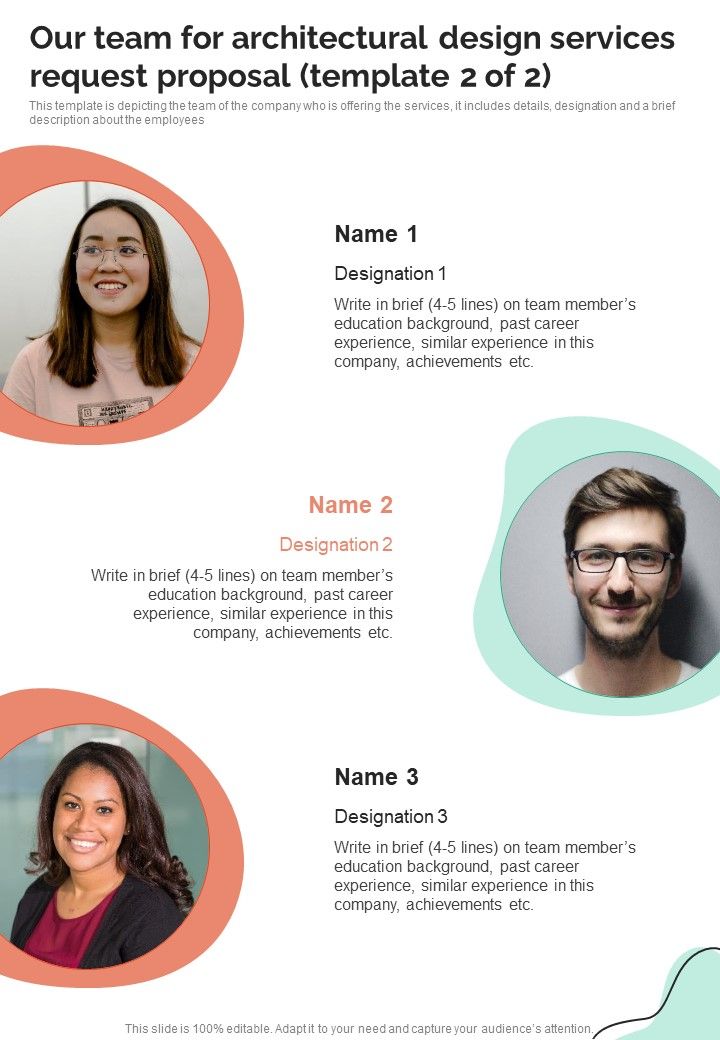 Our Team For Architectural Design Services Request Proposal One Pager Sample Example Document