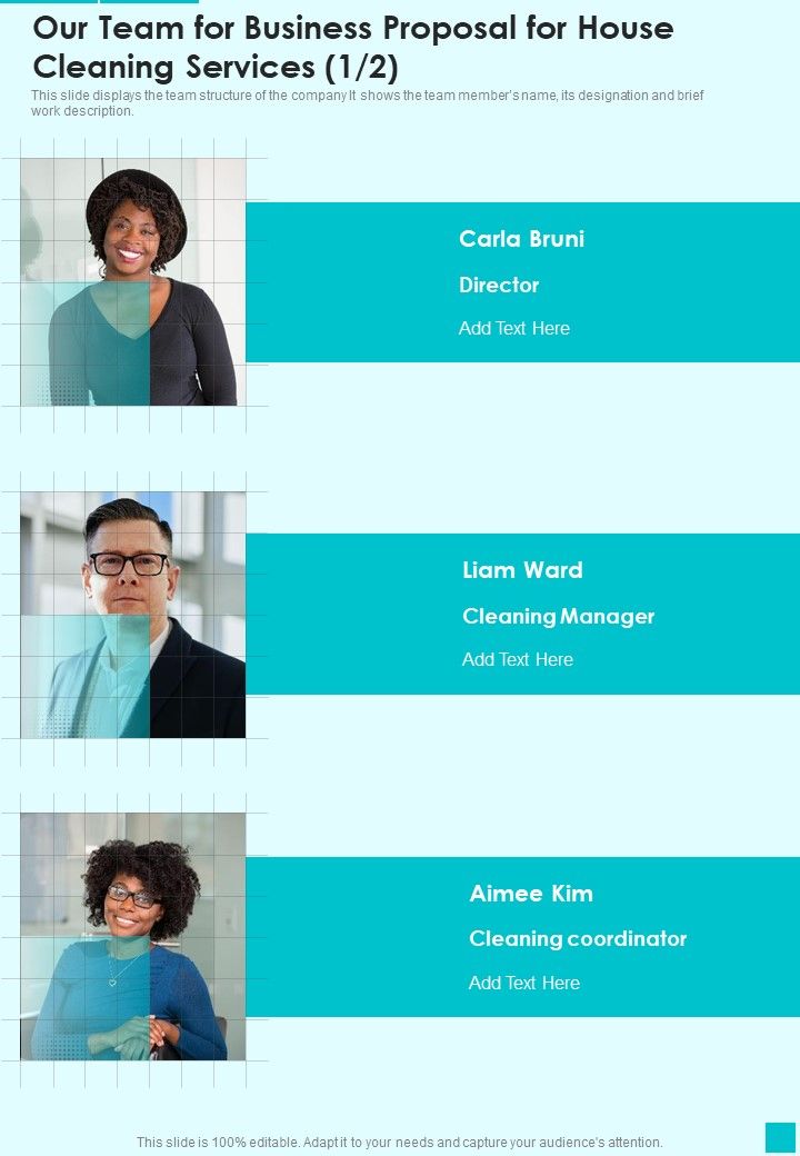 Our_Team_For_Business_Proposal_For_House_Cleaning_Services_One_Pager_Sample_Example_Document_Slide_1.jpg