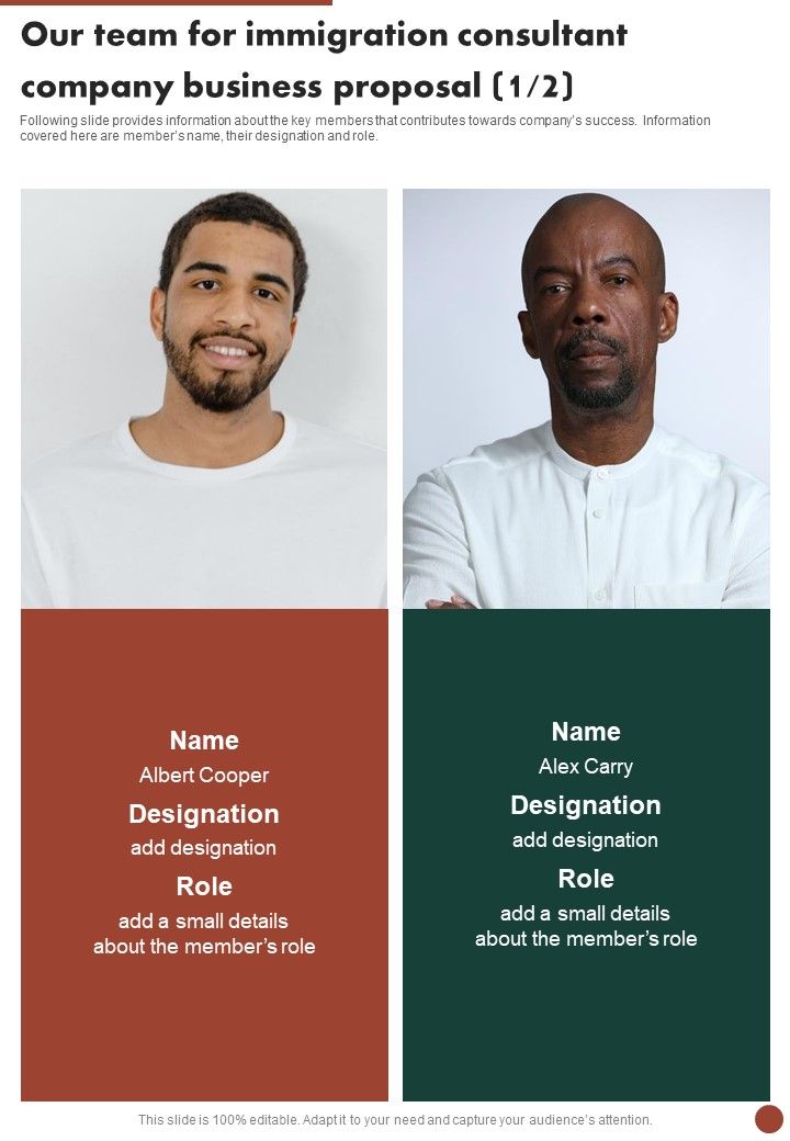 Our_Team_For_Immigration_Consultant_Company_Business_Proposal_One_Pager_Sample_Example_Document_Slide_1.jpg