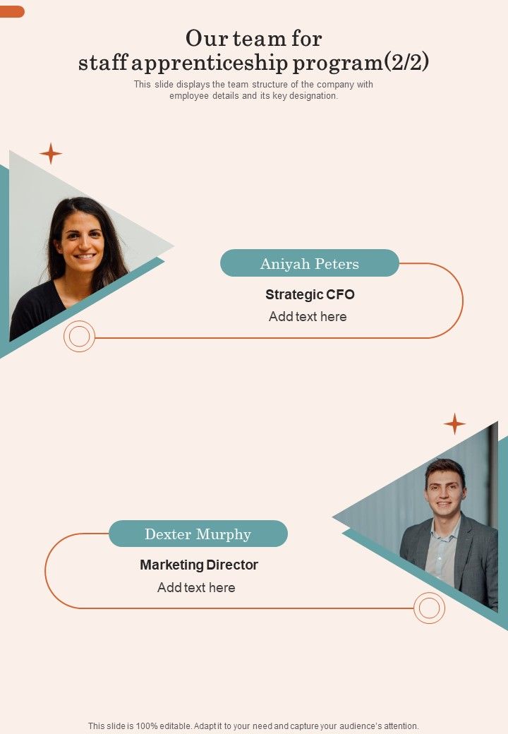 Our Team For Staff Apprenticeship Program One Pager Sample Example Document