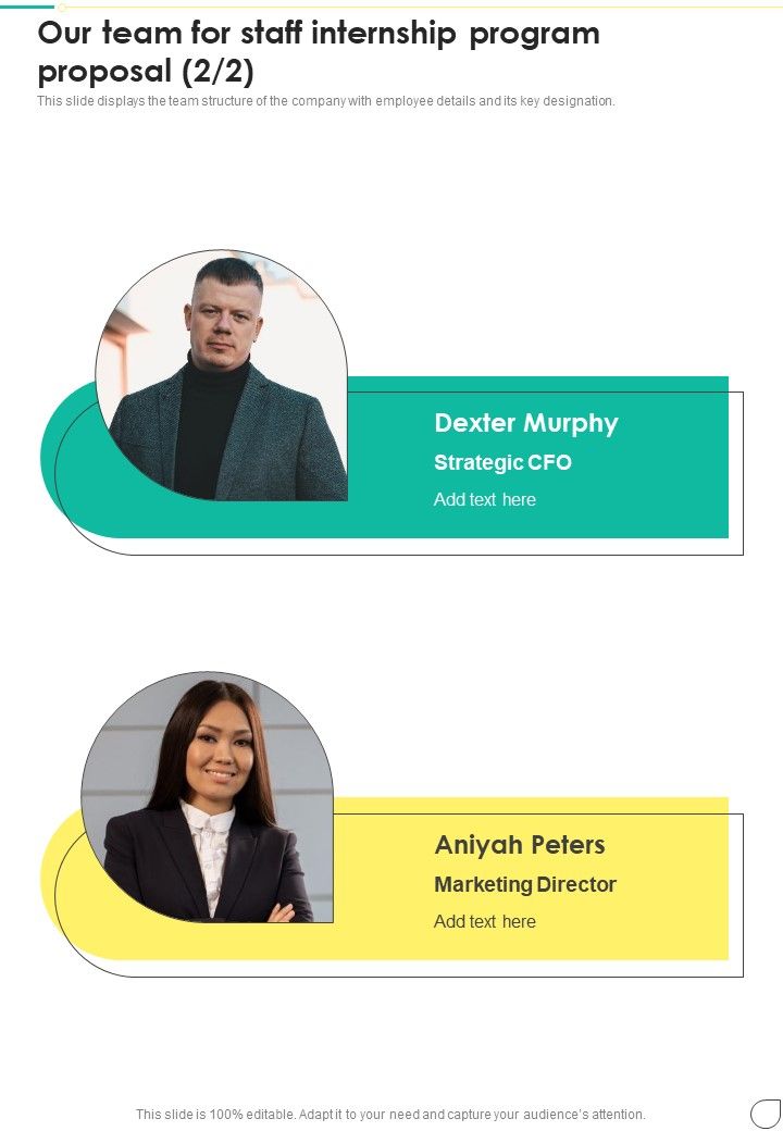 Our Team For Staff Internship Program Proposal One Pager Sample Example Document