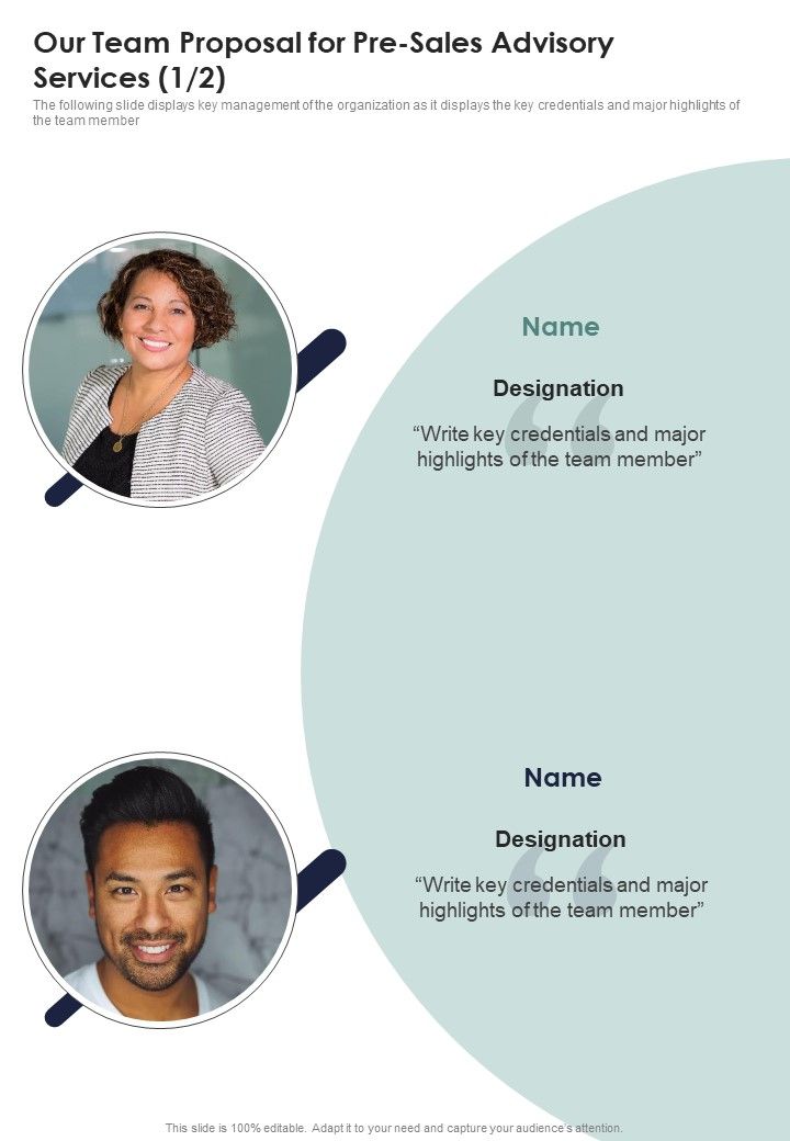 Our_Team_Proposal_For_Pre_Sales_Advisory_Services_One_Pager_Sample_Example_Document_Slide_1.jpg